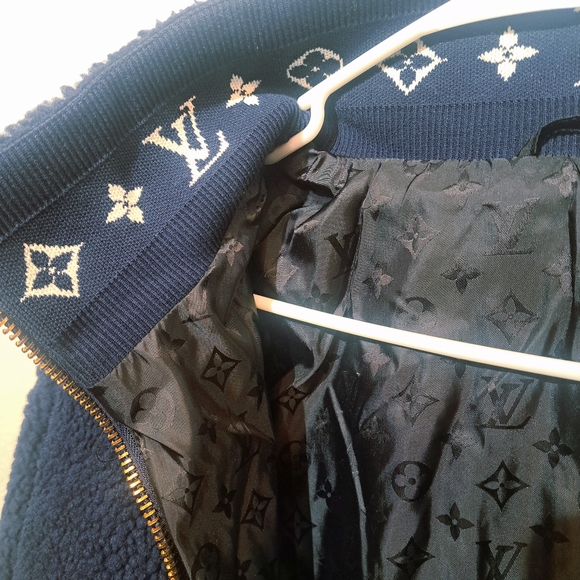 Vintage Louis Vuitton Sherpa Navy Blue Jacket In Excellent Condition XL - Picture 6 of 12